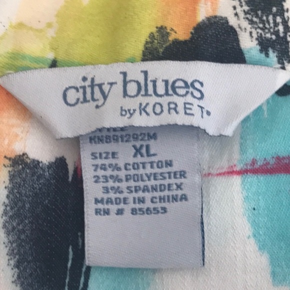 City blues by Koret multicolored 3/4 sleeve button down jacket stretch - Picture 7 of 7